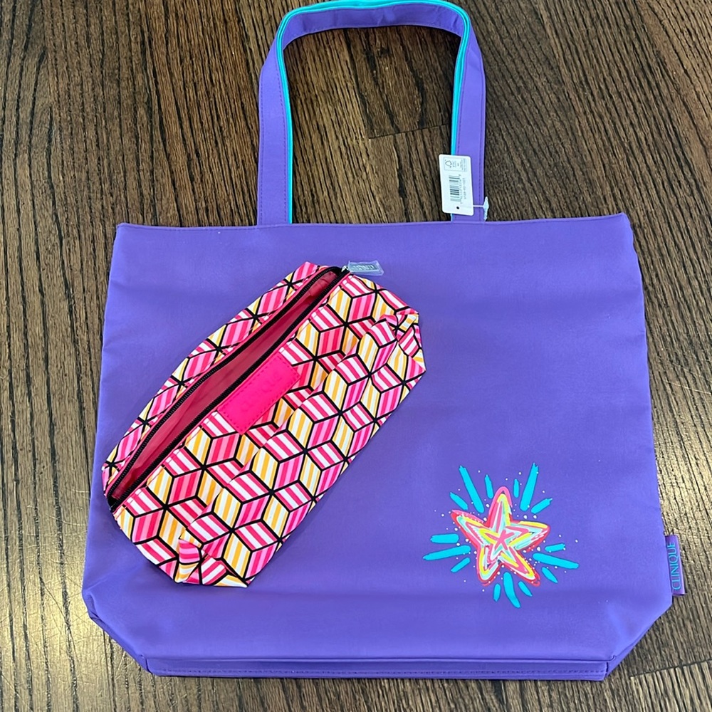 Set of 2 - Clinique tote and makeup bag